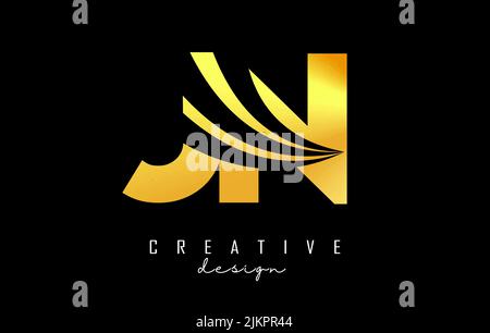Creative golden letter JN J n logo with leading lines and road concept design. Letters with geometric design. Vector Illustration with letter and crea Stock Vector