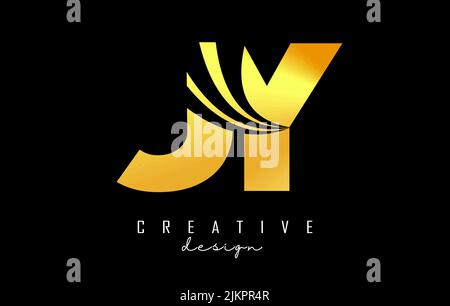 Creative golden letter JY J y logo with leading lines and road concept design. Letters with geometric design. Vector Illustration with letter and crea Stock Vector