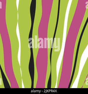 A beautiful organic multiple line waves  vector illustration background design with colors of pink, black, white and green Stock Vector