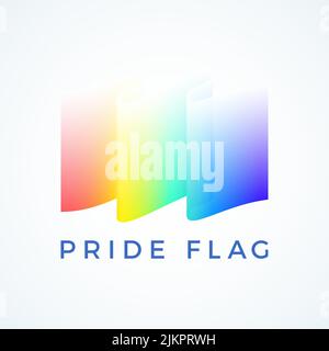 LGBTQ Pride Flag Abstract Vector Sign Emblem Logo Template. Premium Quality Blended Gradient Symbol Isolated Stock Vector