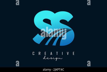 Creative blue letter SS s logo with leading lines and road concept design. Letters with geometric design. Vector Illustration with letter and creative Stock Vector