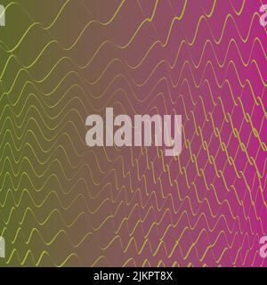 A beautiful vector illustration background design with a gradient and wavy lines going across. with colors such as green and pink Stock Vector