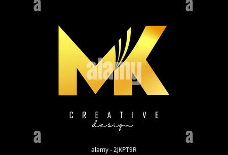 Creative golden letter Mk m k logo with leading lines and road concept design. Letters with geometric design. Vector Illustration with letter and crea Stock Vector