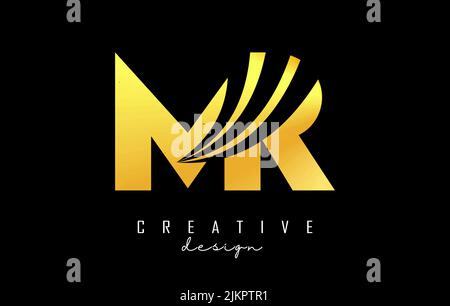 Creative golden letter MR m r logo with leading lines and road concept design. Letters with geometric design. Vector Illustration with letter and crea Stock Vector