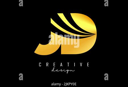 Creative golden letter JD J d logo with leading lines and road concept design. Letters with geometric design. Vector Illustration with letter and crea Stock Vector