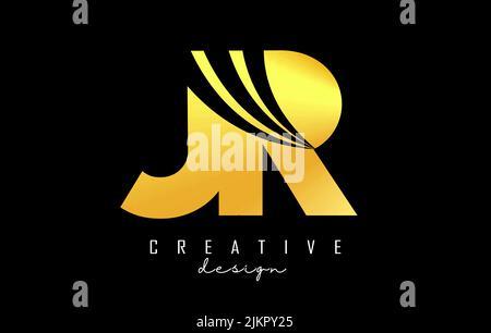 Creative golden letter JR J r logo with leading lines and road concept design. Letters with geometric design. Vector Illustration with letter and crea Stock Vector