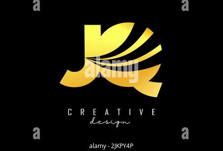 Creative golden letter JQ J q logo with leading lines and road concept design. Letters with geometric design. Vector Illustration with letter and crea Stock Vector