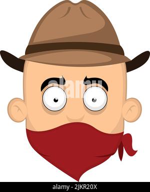 Vector illustration of the face of a bandit from the far west Stock Vector