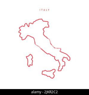 Italy editable outline map. Italian red border. Country name. Adjust line weight. Change to any color. Vector illustration. Stock Vector