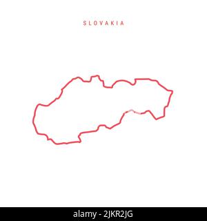 Slovakia editable outline map. Slovak red border. Country name. Adjust line weight. Change to any color. Vector illustration. Stock Vector