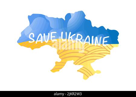 save ukraine vector map ukraine flag colors Stock Vector