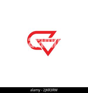 letter cv triangle simple arrows geometric line logo vector Stock Vector