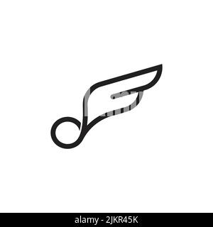 letter f wing simple geometric line logo vector Stock Vector
