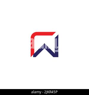 letter rw simple colorful geometric line square logo vector Stock Vector