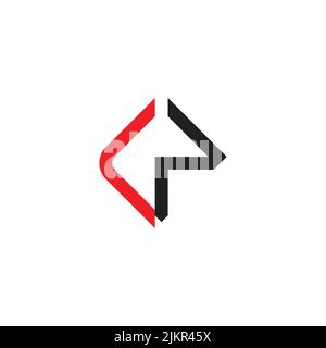 letter cp abstract linear geometric simple logo vector Stock Vector