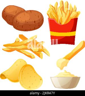 potato food set cartoon vector illustration Stock Vector