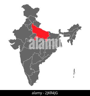 Uttar Pradesh map with Indian national flag illustration Stock Vector ...