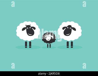 Vector of family sheep on blue background, Farm. Animals. Difference concept. Easy editable layered vector illustration. Stock Vector