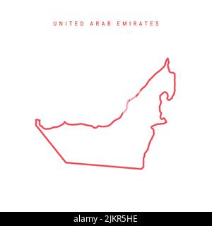 United Arab Emirates editable outline map. UAE red border. Country name. Adjust line weight. Change to any color. Vector illustration. Stock Vector