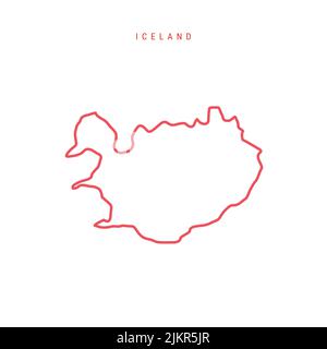 Iceland editable outline map. Icelandic red border. Country name. Adjust line weight. Change to any color. Vector illustration. Stock Vector