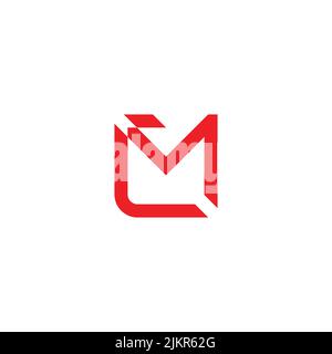 letter cm simple motion line geometric arrow logo vector Stock Vector