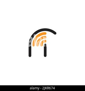 letter r i radio signal line simple logo vector Stock Vector