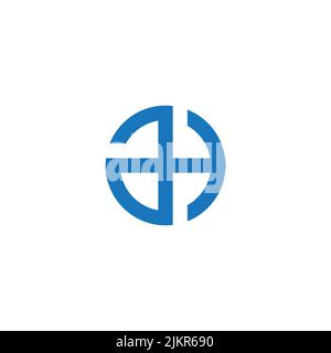 letter ah blue abstract circle geometric line logo vector Stock Vector