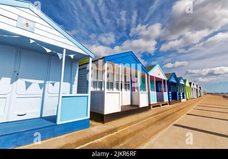 Beach huts on Southwold sea front. Stock Photo