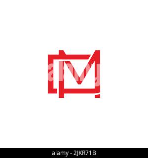 letter cm linked geometric red logo vector Stock Vector