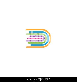 letter d fast motion colorful doodle line logo vector Stock Vector