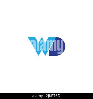 letter wd simple colorful geometric connect logo vector Stock Vector