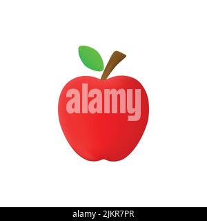 3d apple fruit icon vector illustration isolated on white background. Stock Vector