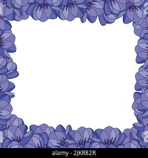 Spring illustration with violet tulips. Happy birthday, holiday, celebration, greeting and invitation card. Colorful border, floral banner with Stock Vector