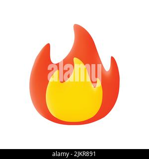 3d fire icon vector illustration isolated on white Stock Vector