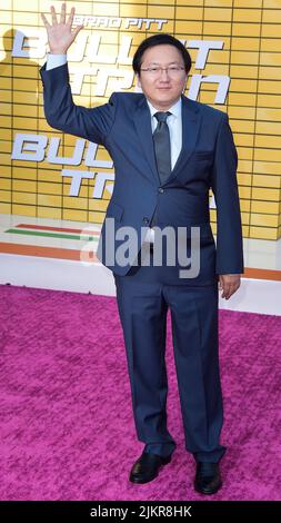 Westwood, United States. 01st Aug, 2022. WESTWOOD, LOS ANGELES, CALIFORNIA, USA - AUGUST 01: Japanese actor Masi Oka arrives at the Premiere Of Sony Pictures' 'Bullet Train' held at the Regency Village Theatre on August 1, 2022 in Westwood, Los Angeles, California, United States. ( Credit: Image Press Agency/Alamy Live News Stock Photo