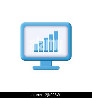 3d desktop vector icon with signal sign Stock Vector