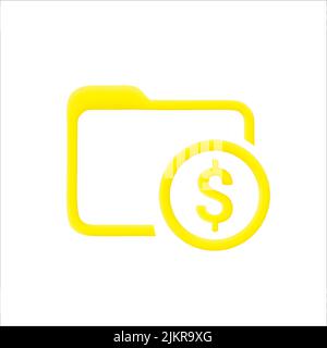 3d dollar sign folder icon isolated on white background Stock Vector