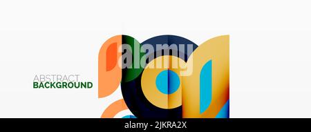 Abstract round shapes background. Minimalist decoration. Geometric background with circles and rings Stock Vector