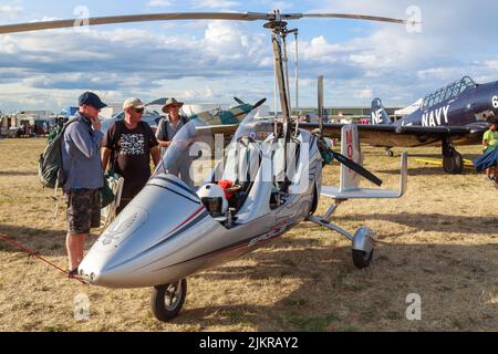 An AutoGyro Europe MT-03 Eagle, a type of light rotary-wing aircraft, on display at an airshow in Mount Maunganui, New Zealand Stock Photo