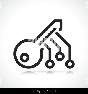 digital encryption key thin line icon isolated Stock Vector