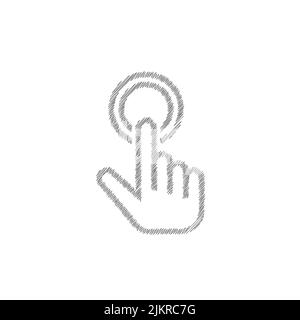 Finger pressing button sketch grey vector icon Stock Vector
