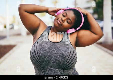 Fotografia do Stock: plus size overweight woman with stretches