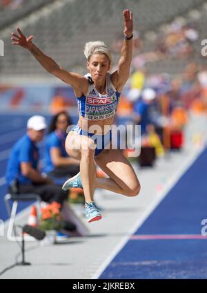 Paraskevi Papachristou participating in the triple jump at the European Athletics Championships in Berlin 2018. Stock Photo