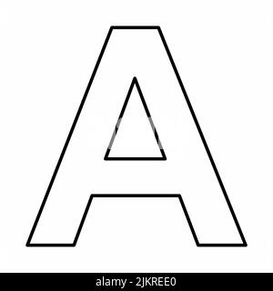 Latin A uppercase symbol. Black outlines on white background. Stock Vector