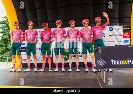 Chelm, Lubelskie, Poland - July 31, 2022: 79 tour de Pologne, Presentation of the EF Education - Easypost team Stock Photo