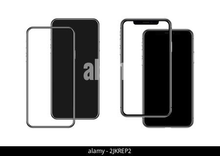 Realistic model of a modern smartphone with a blank screen. Minimal layout for your advertisement, text, promotion, apps or hand holding. Stock Vector