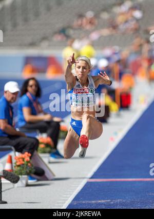 Paraskevi Papachristou participating in the triple jump at the European Athletics Championships in Berlin 2018. Stock Photo