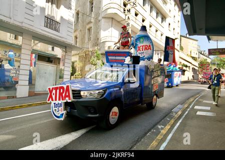 The celebration parade, start of the 2022 Tour de France (Stage 18: Lourdes > Hautacam), the XTRA pre-race caravans go through Lourdes, France. Stock Photo