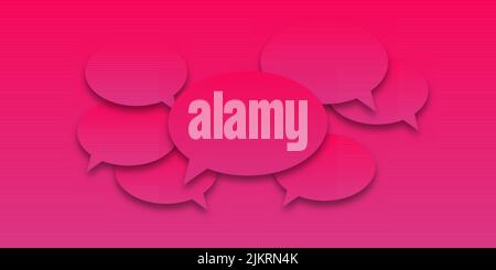 Set of pink, purple or lilac color speech bubble text, chatting box, message box outline cartoon. Icon or sign speak text message . Balloon doodle sty Stock Vector