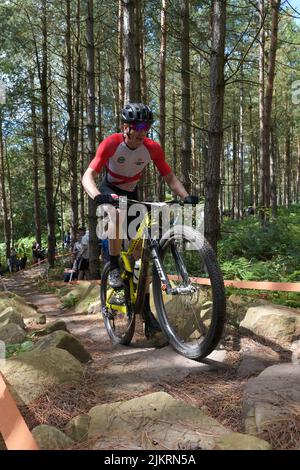 Jersey's Rhys Hidrio during the Men's Cross-country final at Cannock Chase on day six of the 2022 Commonwealth Games. Picture date: Wednesday August 3, 2022. Stock Photo